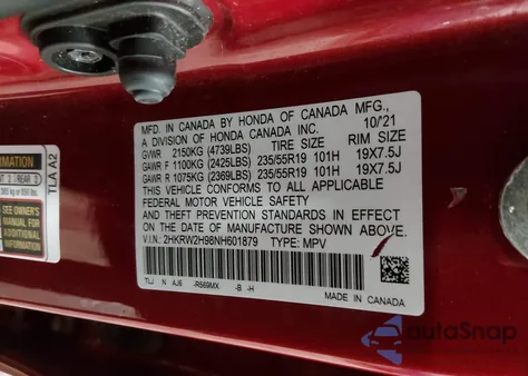 2022 Honda Cr-V Awd Touring from USA, damaged, VIN 2HKRW2H98NH601879